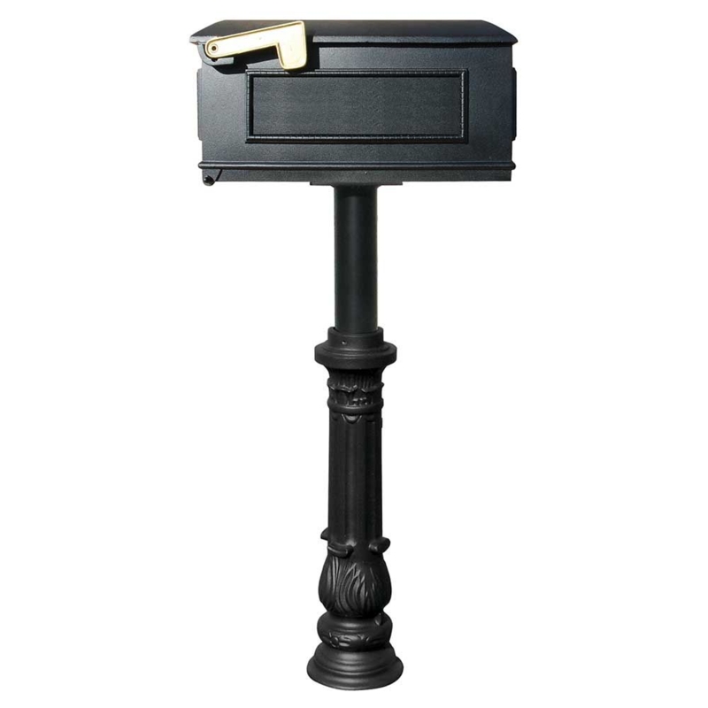 Mailbox Ornate Base Fluted Post Gold Flag Textured Finish Traditional