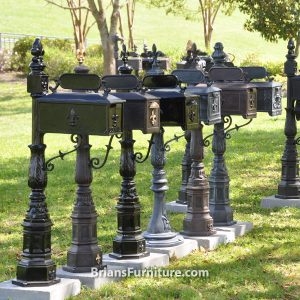 Mailbox Pedestal Base Embossed Accents Cast Metal Victorian Style
