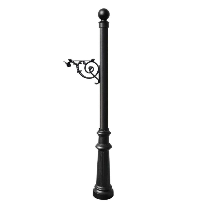 Mailbox Post Fluted Base Scroll Bracket Ball Finial Traditional Metal