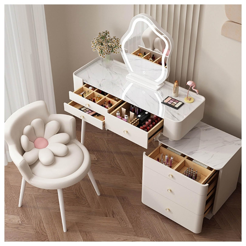 Makeup Vanity Modular Cabinet Organic LED Mirror White