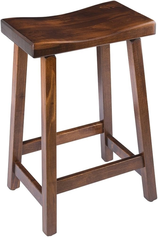 Maple Wood Counter Stool with Contoured Saddle Seat Cherry Finish