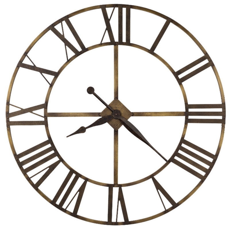 Massive 49-Inch Weathered Bronze Skeleton Wall Clock
