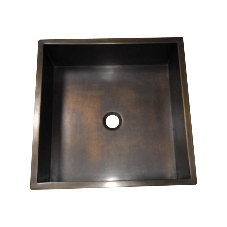 Matte Antique Brass Square Sink with Double Wall and Straight Sides