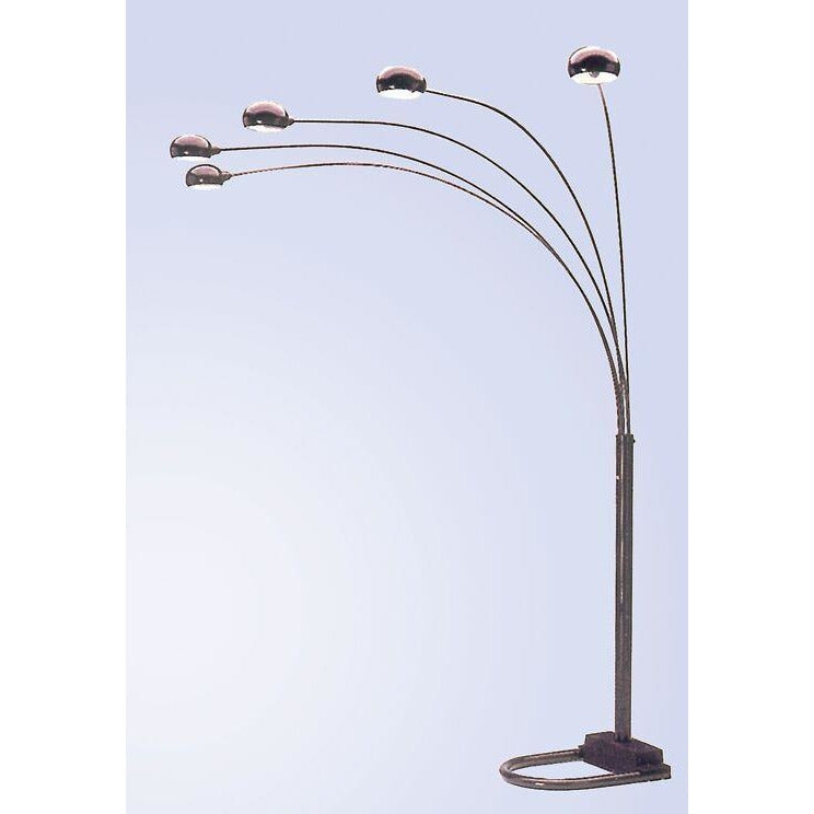 Matte Black and Chrome Arc Floor Lamp with U-Shaped Base