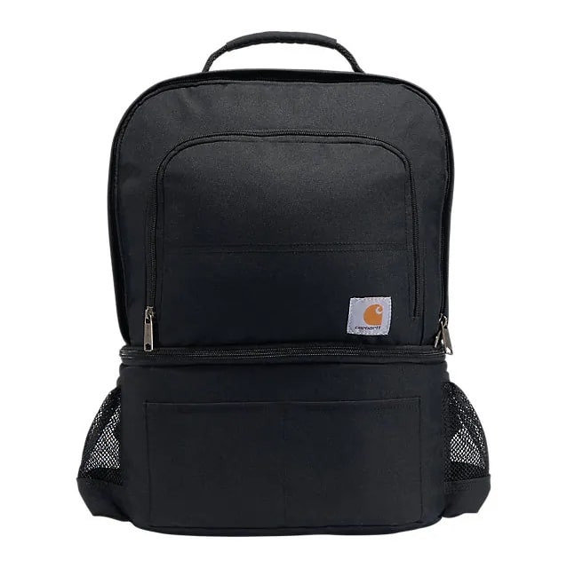 Matte Black Cooler Backpack with Mesh Side Pockets and Front Slip Pockets