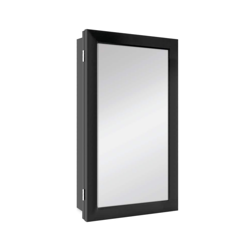 Matte Black Medicine Cabinet Slim Profile Rectangular Mirror