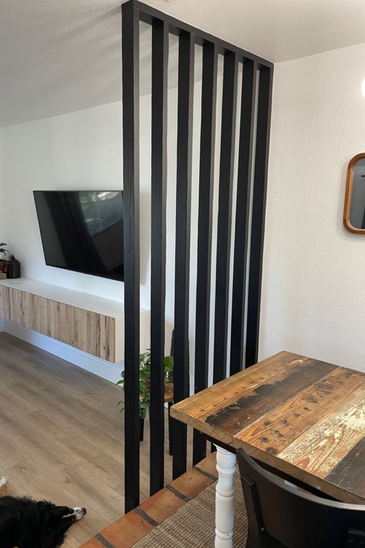 Matte Black Vertical Slat Divider for Architectural Zoning