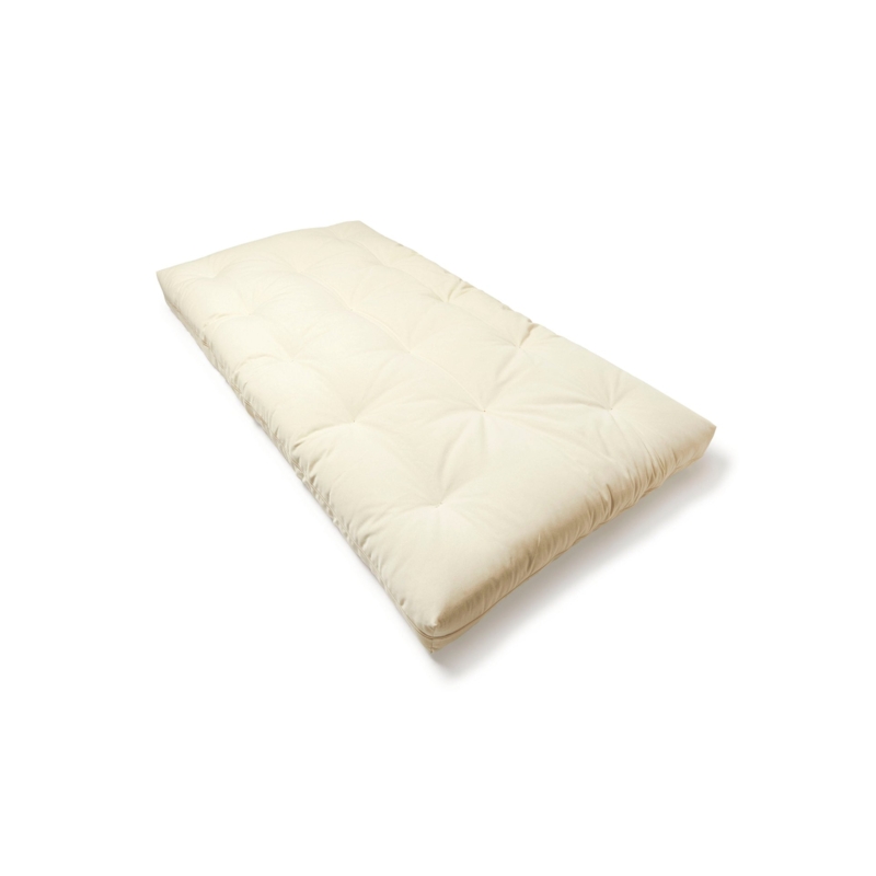 Mattress: 6 Inch Springless Wool Blend Core, Tufted Organic Cotton