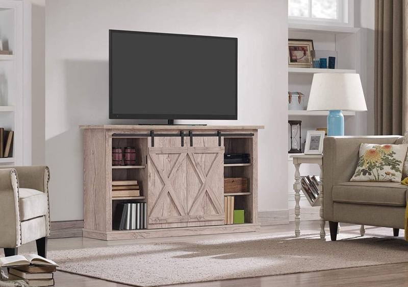 Media Console with Sliding Barn Doors and X-Brace Detailing