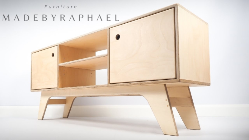Media Unit Baltic Birch Plywood Exposed Edges Finger Pulls