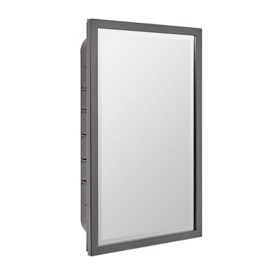 Medicine Cabinet Brushed Black Finish Recessed Rectangular Frame