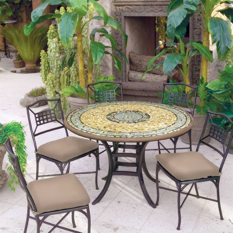 Mediterranean Patio Dining Set Hand Set Mosaic Intricate Tile Work