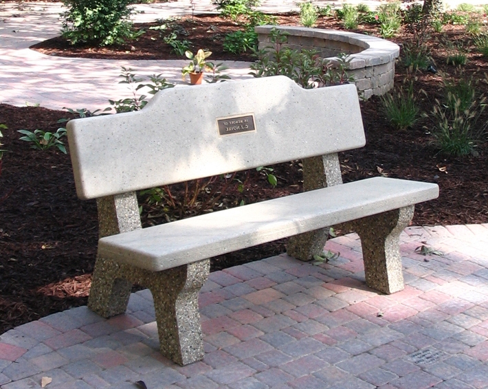 Memorial Bench featuring Plateau Back and Exposed Aggregate Legs
