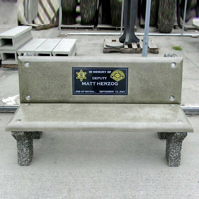 Memorial Bench in Precast Concrete with Bolted Backrest