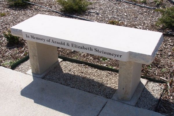 Memorial Bench with Honed Top Seat and Chiseled Stone Edges