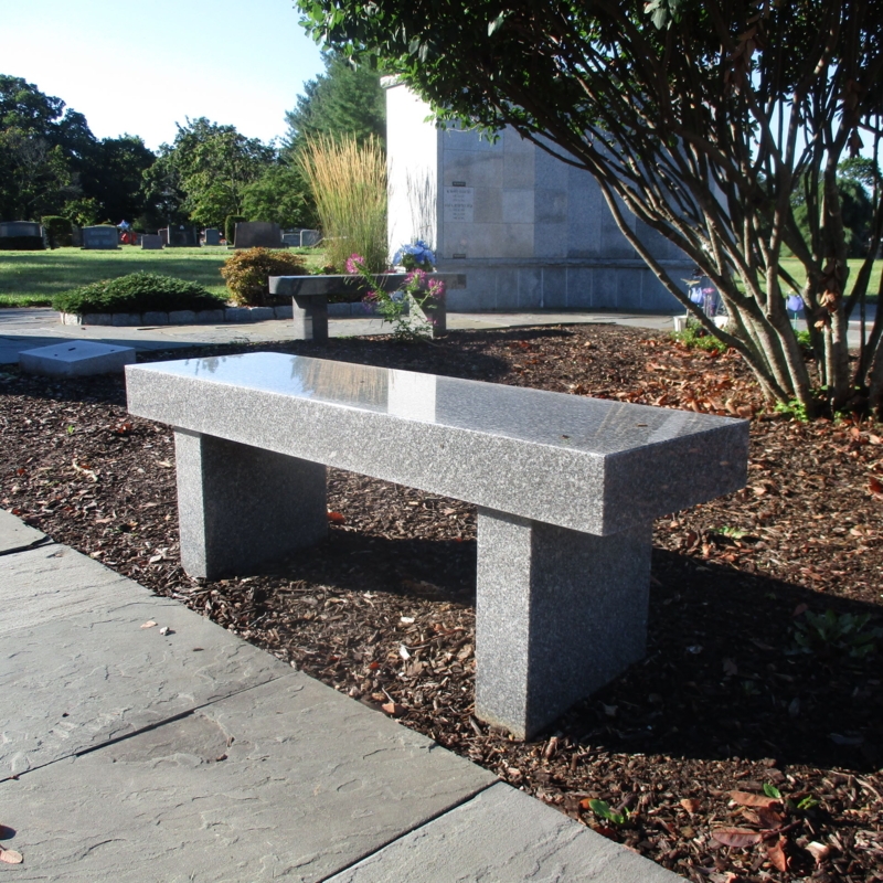 Memorial Bench with Polished Top Surface and Granite-Like Texture