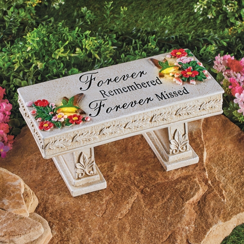 Memorial Bench with Solar Powered LED and Hummingbird Accents