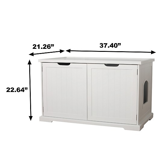 Merry Products Decorative Bench with Enclosed Cat Litter Washroom Box, White