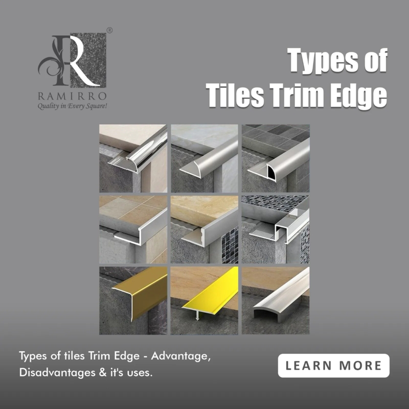 Metal Tile Trim Profiles in Polished Chrome, Matte Silver, and Gold Tones