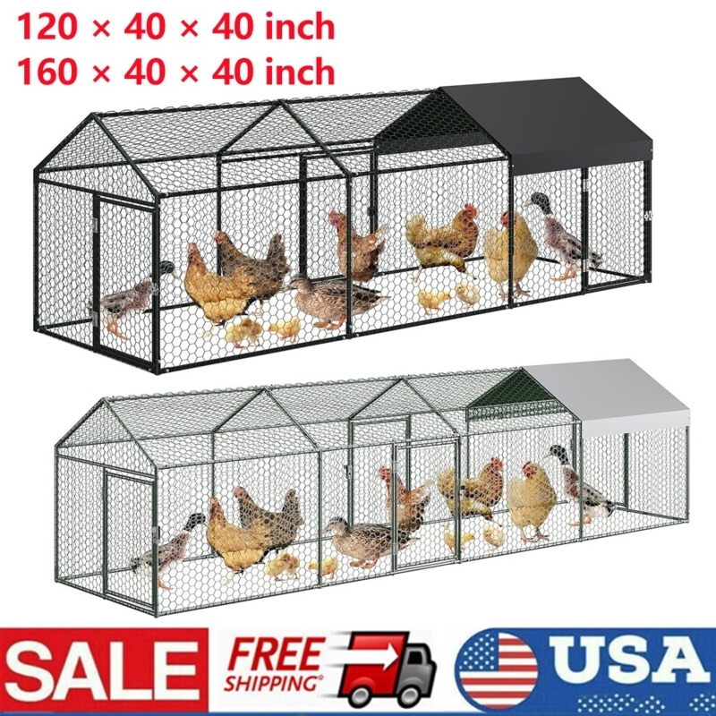 Metal Walk-In Chicken Run Peaked Roof Tarp Cover