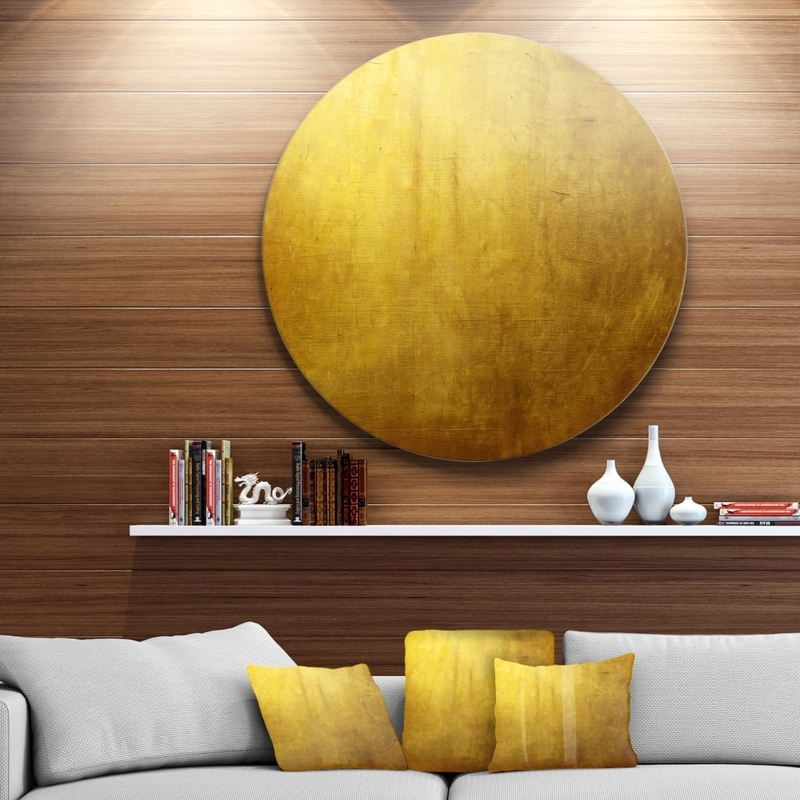 Metal Wall Art Distressed Gold Finish Oversized Frameless Disc
