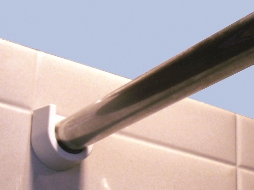 Metallic Grey Shower Curtain Rod Polished U-Shaped Bracket