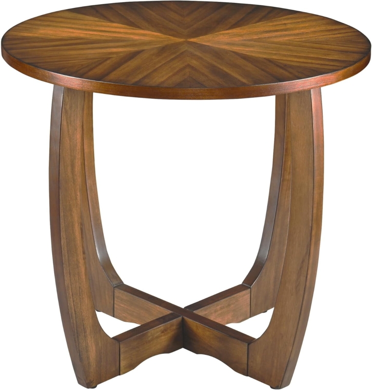 Mid-Century End Table with Sunburst Top and X-Base Design