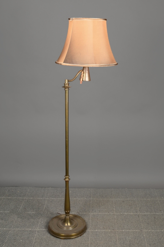Mid Century Floor Lamp: Adjustable Swing Arm & Empire Shade