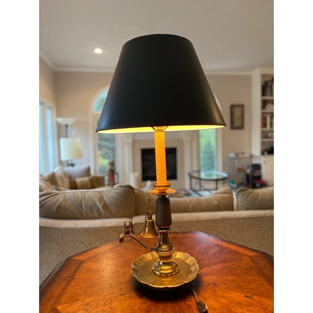 Mid-Century Traditional Lamp: Brass Candlestick with Scalloped Base