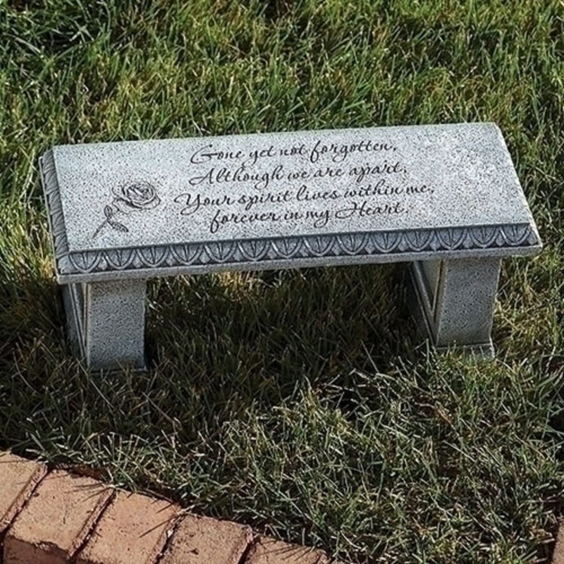 Miniature Garden Bench with Engraved Rose Motif and Stone Texture