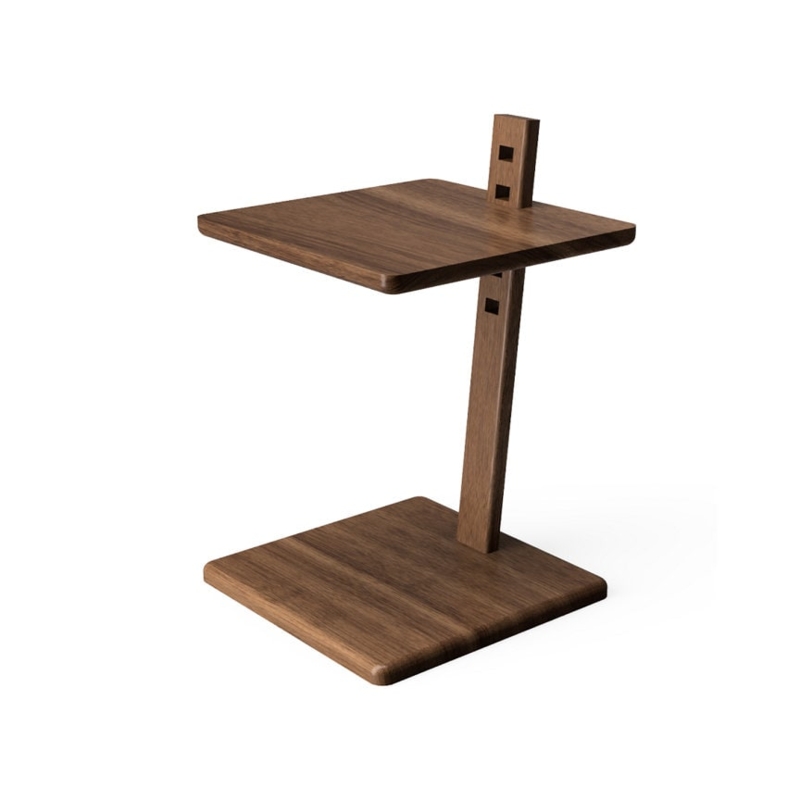 Minimalist Cantilevered Side Table with Square Wood Top and Base