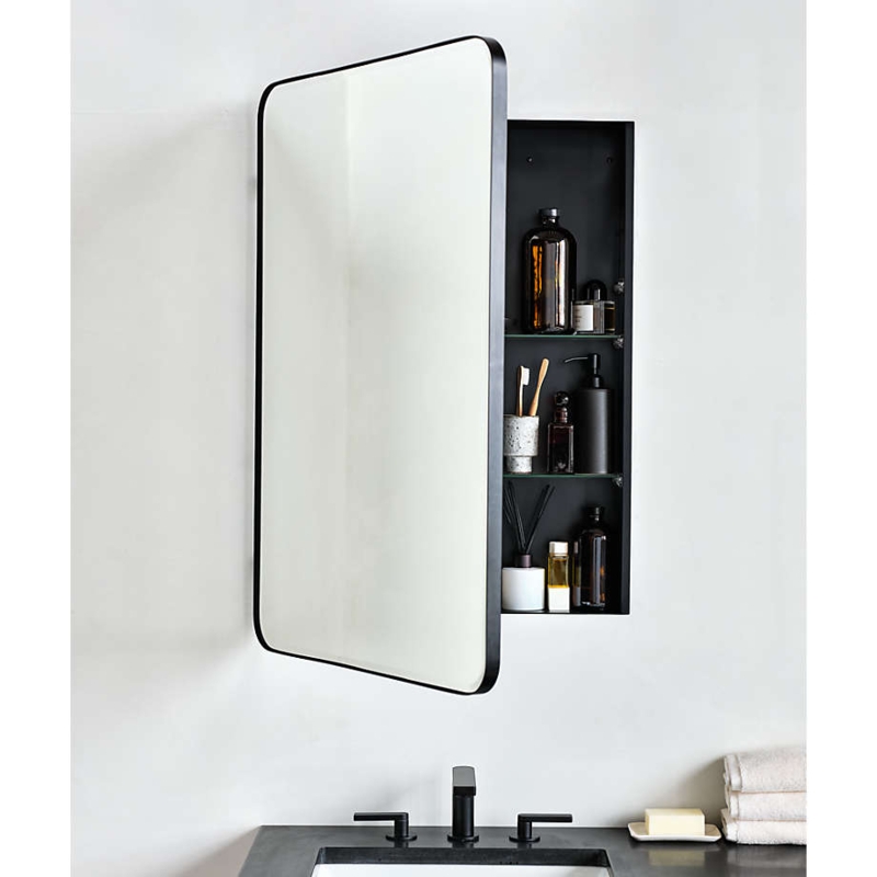 Minimalist Medicine Cabinet Slim Profile Curved Corner Frame