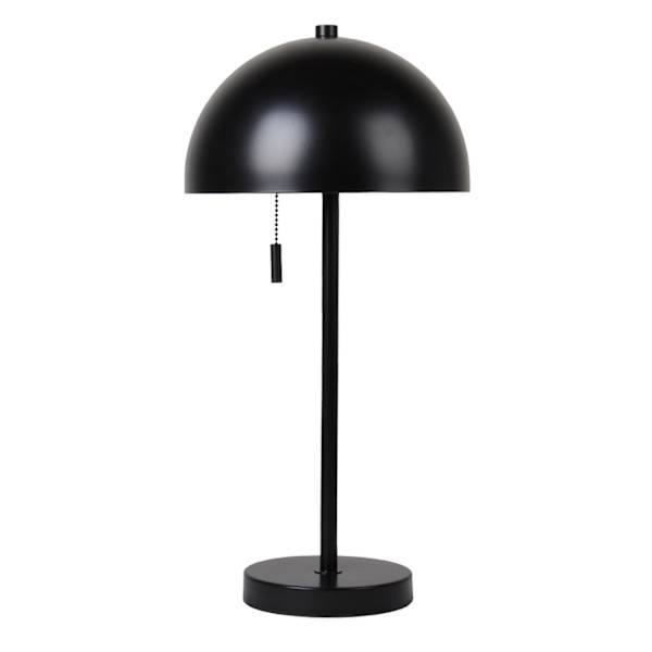 Minimalist Modern Matte Black Metal Dome Table Lamp, Pull Chain