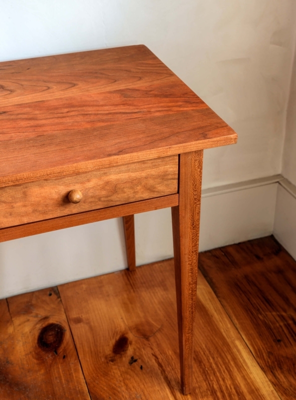 Minimalist Nightstand Warm Amber Hardwood Tapered Legs Wooden Knob
