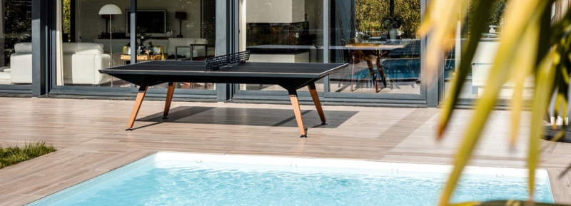 Minimalist Outdoor Ping Pong Table with Matte Black Surface