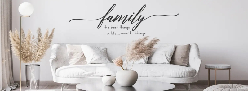 Minimalist Script Wall Decal, Modern Family Room Decor