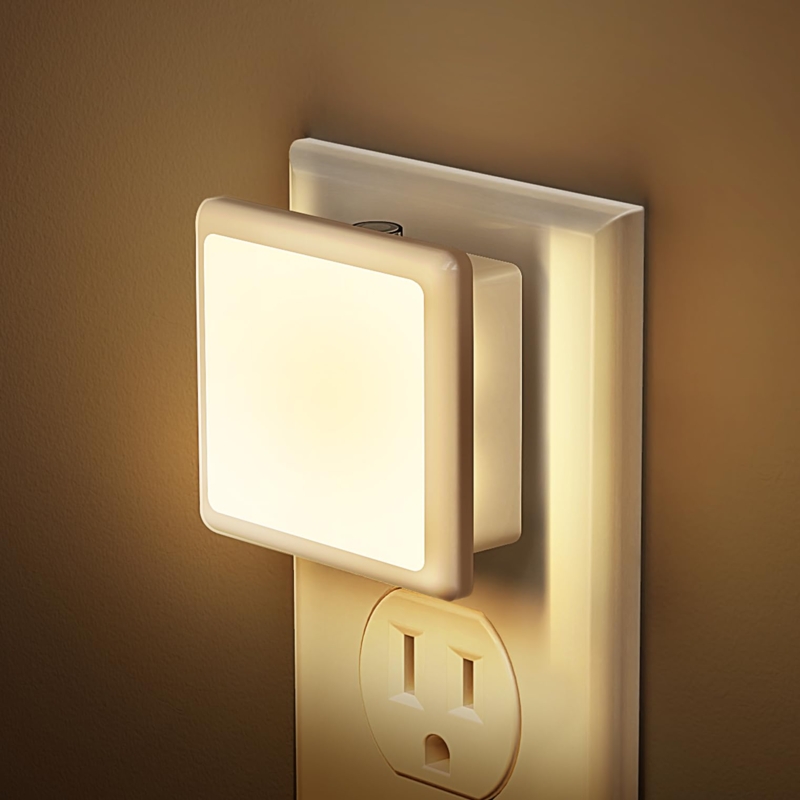 Minimalist Square Nightlight with Slim Profile and Warm White LED Glow