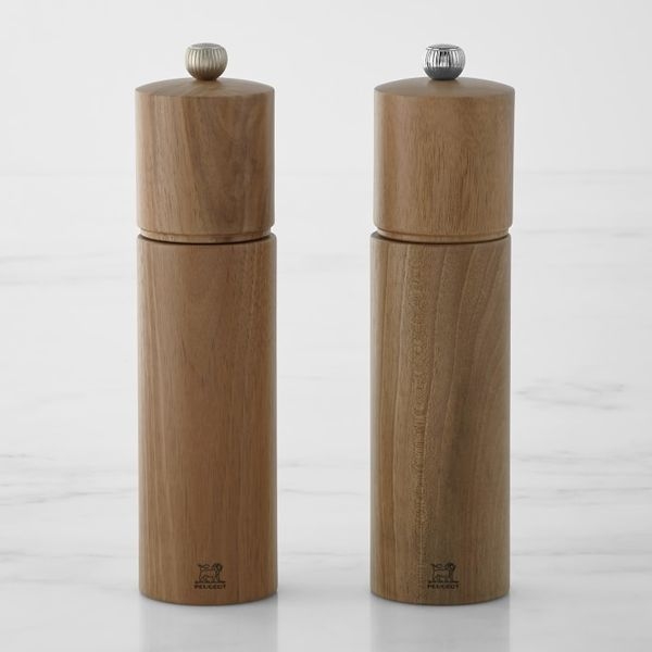 Minimalist Wood Grinders with Vertical Grain and Mixed Metal Knobs