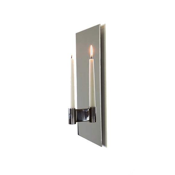 Mirrored Candle Wall Sconce Polished Dual Taper Holder