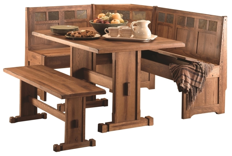 Mission Style Corner Seating Tile Backrest Trestle Feet Lift Top