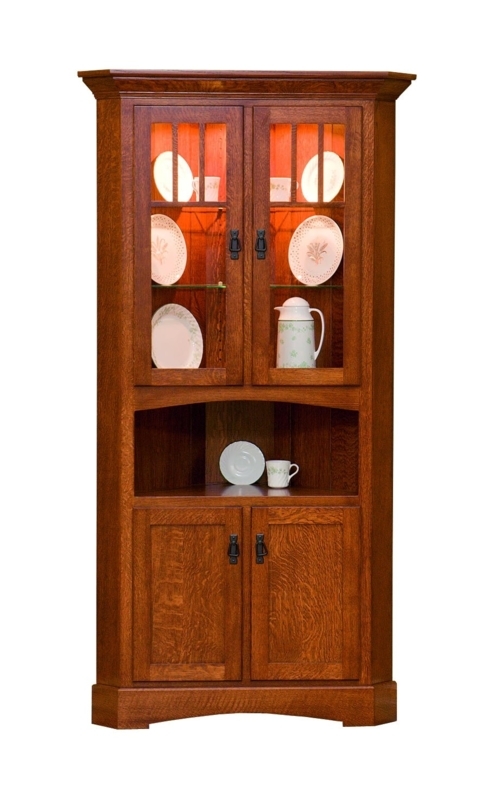 Mission Style Hutch with Open Alcove and Honey Oak Finish