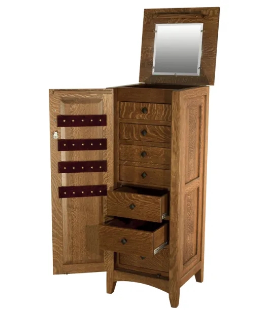 Mission Style Jewelry Armoire with Quartersawn Grain and Side Door