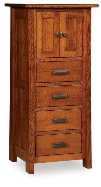 Mission Style Lingerie Chest with Two-Door Top Cabinet