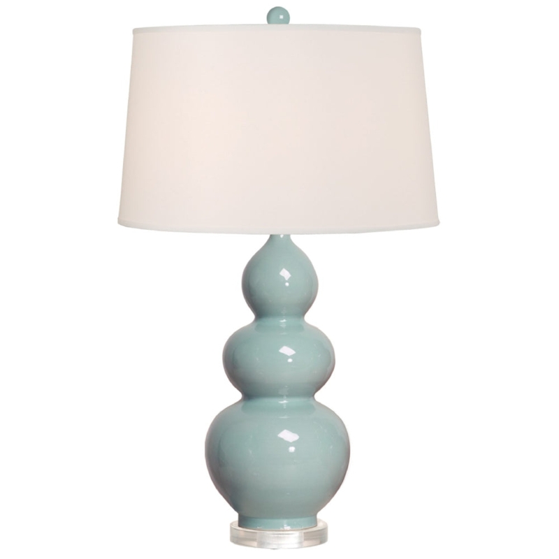 Misty Blue Triple Gourd Table Lamp, Transparent Pedestal