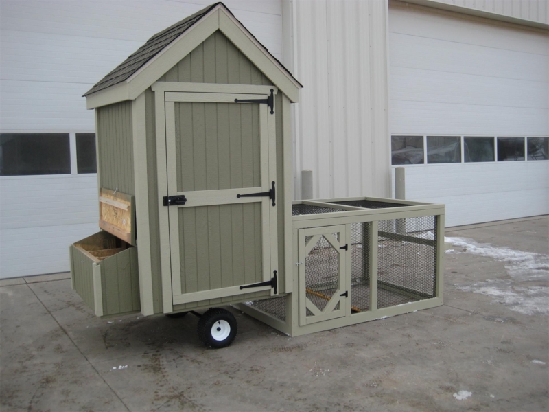 Mobile Chicken Coop with Run Sage Green Mobile Wheels