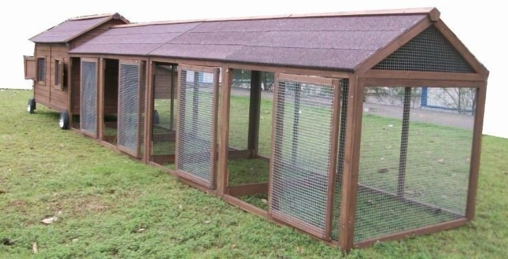 Mobile Wooden Chicken Coop with Maroon Shingle Roof