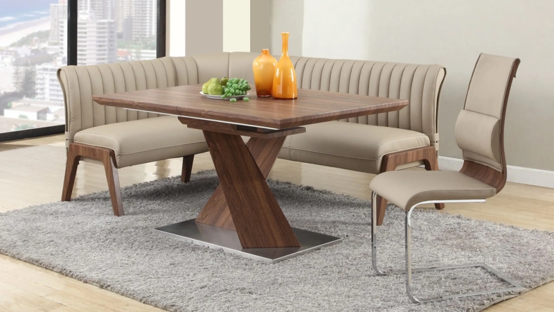 Modern Breakfast Nook Channel Tufted X-Base Cantilever Chair