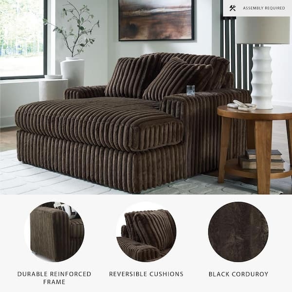 Modern Cozy Oversized Chaise Lounge with Thick Corduroy Ribbing Texture
