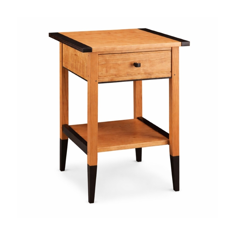 Modern Craftsman End Table Black Dipped Feet Contrast Inlay Cherry Wood