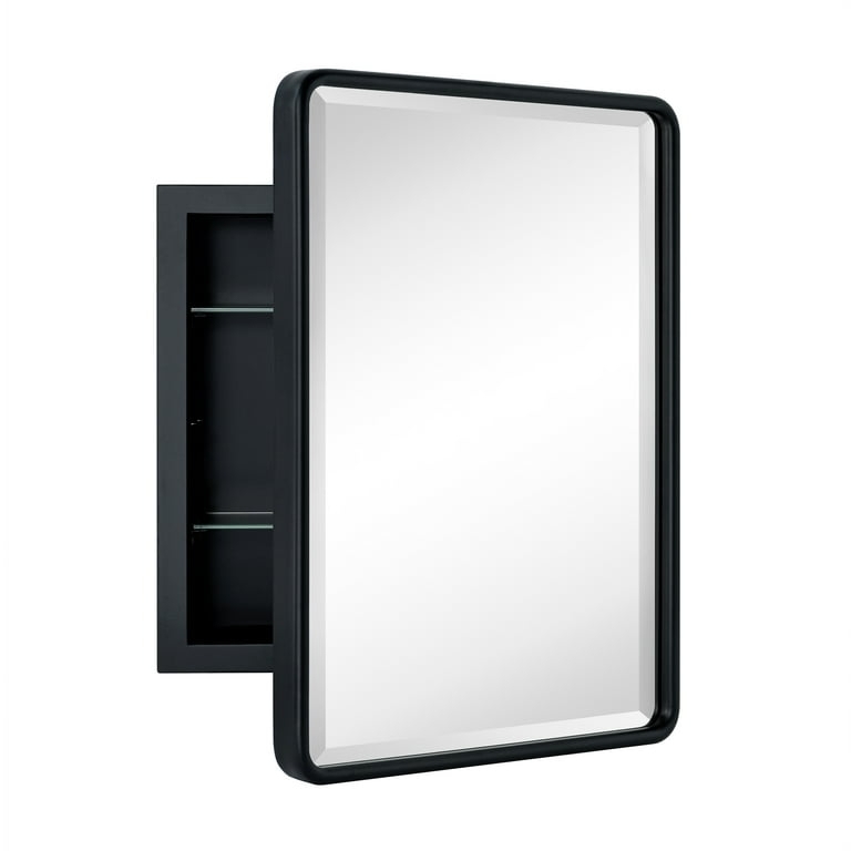 Modern Farmhouse Medicine Cabinet Recessed Rounded Beveled Mirror